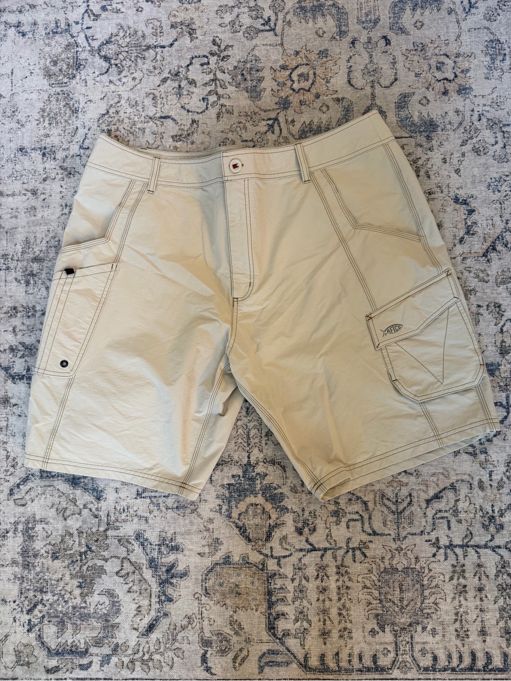 AFTCO Men's Tan Fishing Cargo Shorts with Utility Pockets